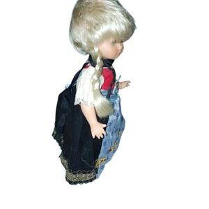 Vtg Schneider 12" Porcelain Doll Blonde Braids german outfit collectible